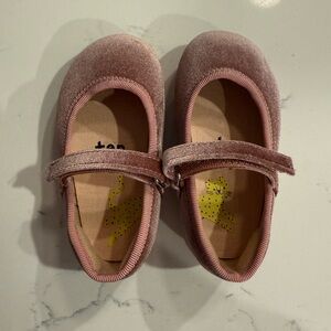 Ten Little Velvet Ballet Flats in Dusty Rose